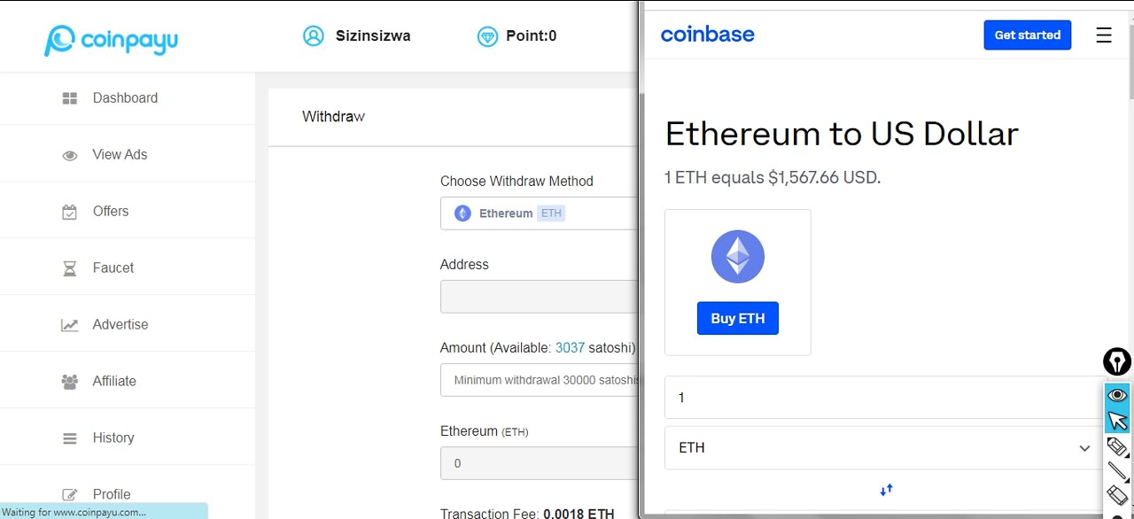 How To Get Free Ethereum ETH Cryptocurrency Paid To Click At Coinpayu And Instant Withdraw