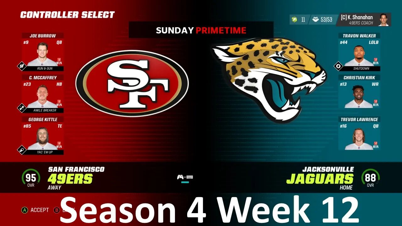 Madden Nfl 23 49ers Vs Jaguars Simulation Franchise S4 W12