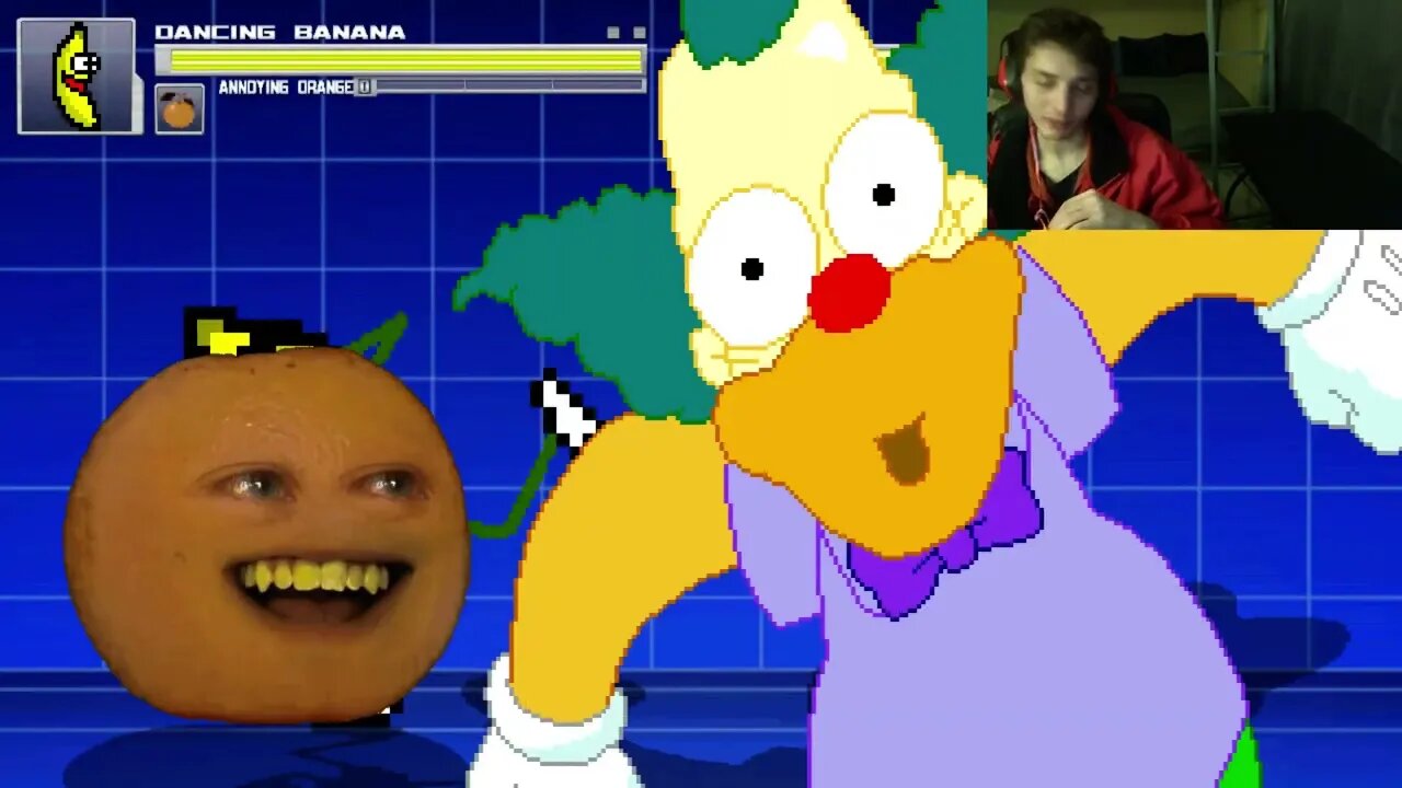 Fruit Characters (Annoying Orange And Dancing Banana) VS Krusty The Clown In An Epic Battle In MUGEN