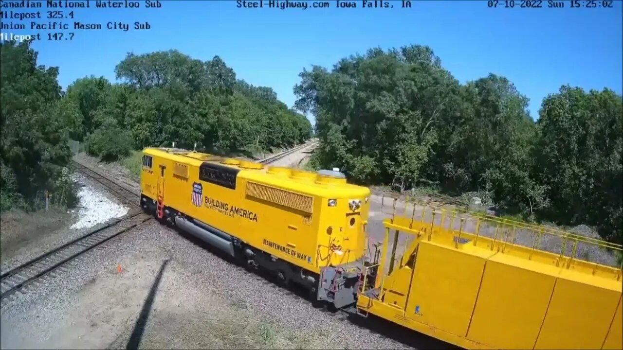 UP Weed Sprayer EB then NB at Carroll, IA and Mills Tower in Iowa Falls, IA on July 9 and 10, 2022