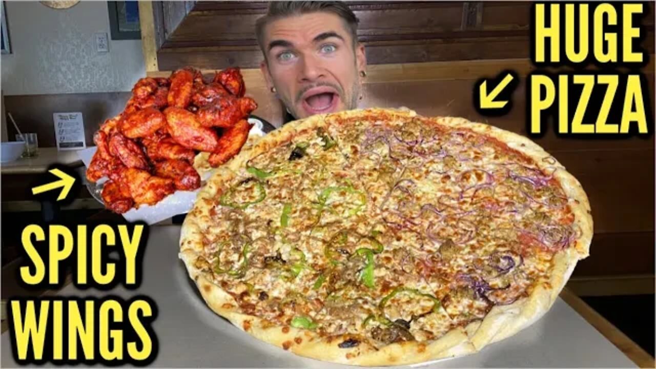 SPICY SCORPION PEPPER WINGS & PIZZA CHALLENGE ! Painful Pizza Challenge in Reno NV