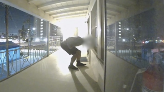 Video shows "Peeping Tom" outside windows