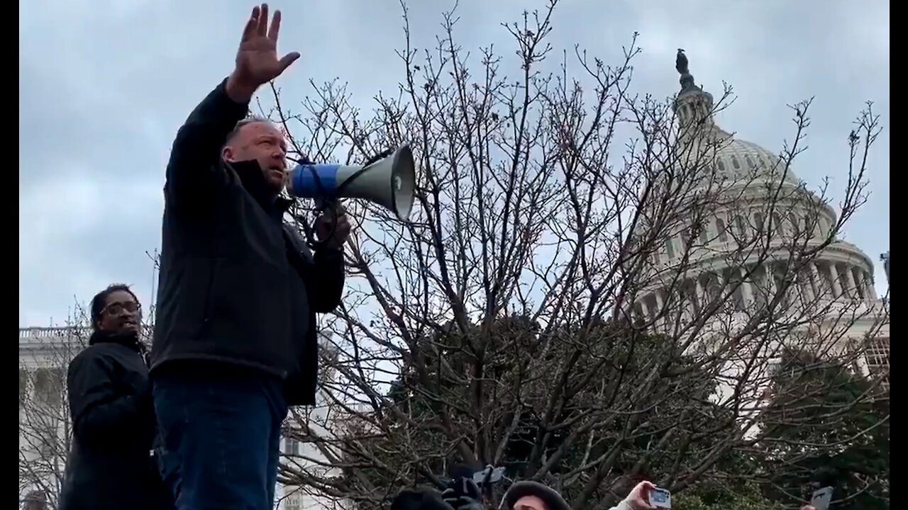 1/6: Alex Jones speaks to Trump supporters outside the Capitol