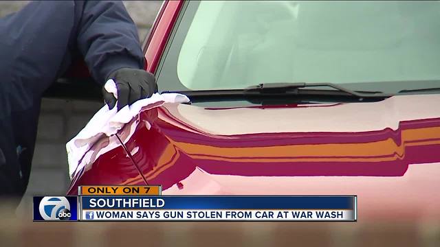 Woman says gun stolen from car at Southfield car wash