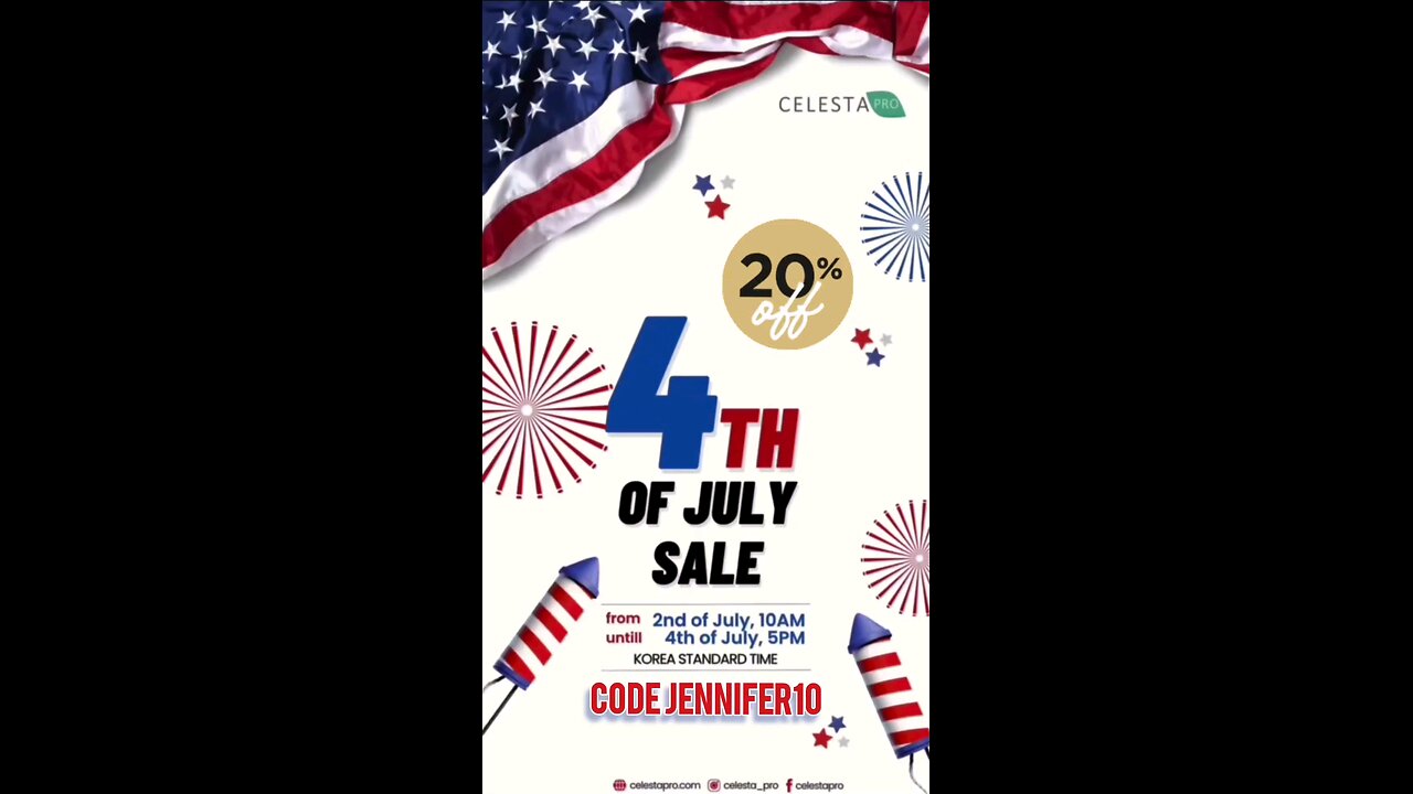 Save 20% with JENNIFER10 at the Celestapro.com 4th of July Sale!! 🎆