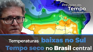 Chuvas em boa parte do País, frio no Sul e parte do Sudeste. Tempo seco no Brasil central.