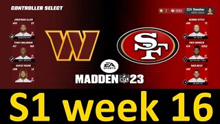 Madden 23 Commanders Vs 49ers All Pro Team Normal Speed S1 W16