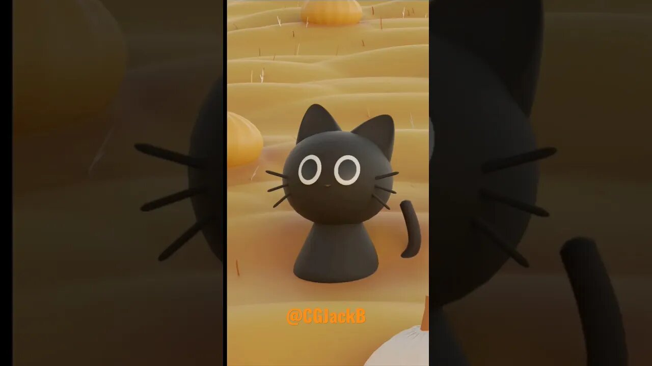 Low-fi Cat Chilling in a Pumpkin Patch #cat #shorts #b3d #Blender3d #3dartist