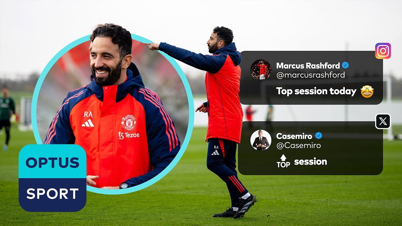 FIRST TRAINING: Ruben Amorim takes charge of Manchester United at Carrington and the players love it