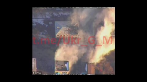 Destruction of one of the places of accumulation of Ukronazis by artillery of the Armed Forces of the Russian Federation