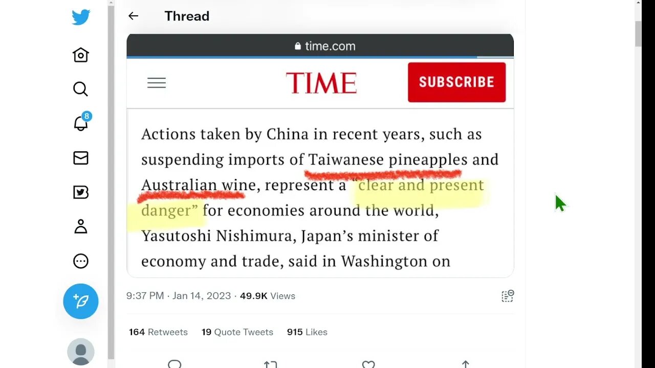 🟨 中國對世界來說是一個“明顯而現實的危險”💀？