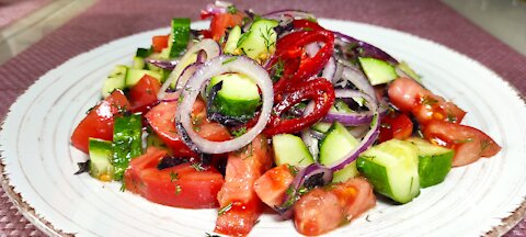 Vitamin vegetable salad with basil.
