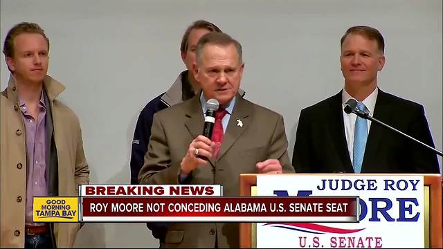 Roy Moore not conceding US Senate race, hints at recount