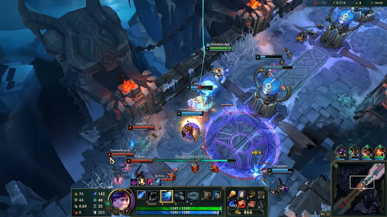 Nunu rolling snow on arams