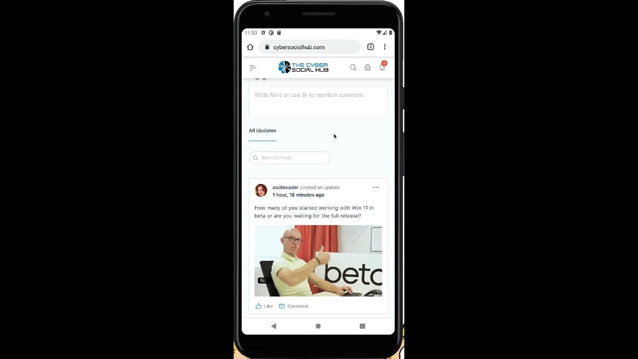 Make a Cyber Social Hub bookmark display on Android's home screen