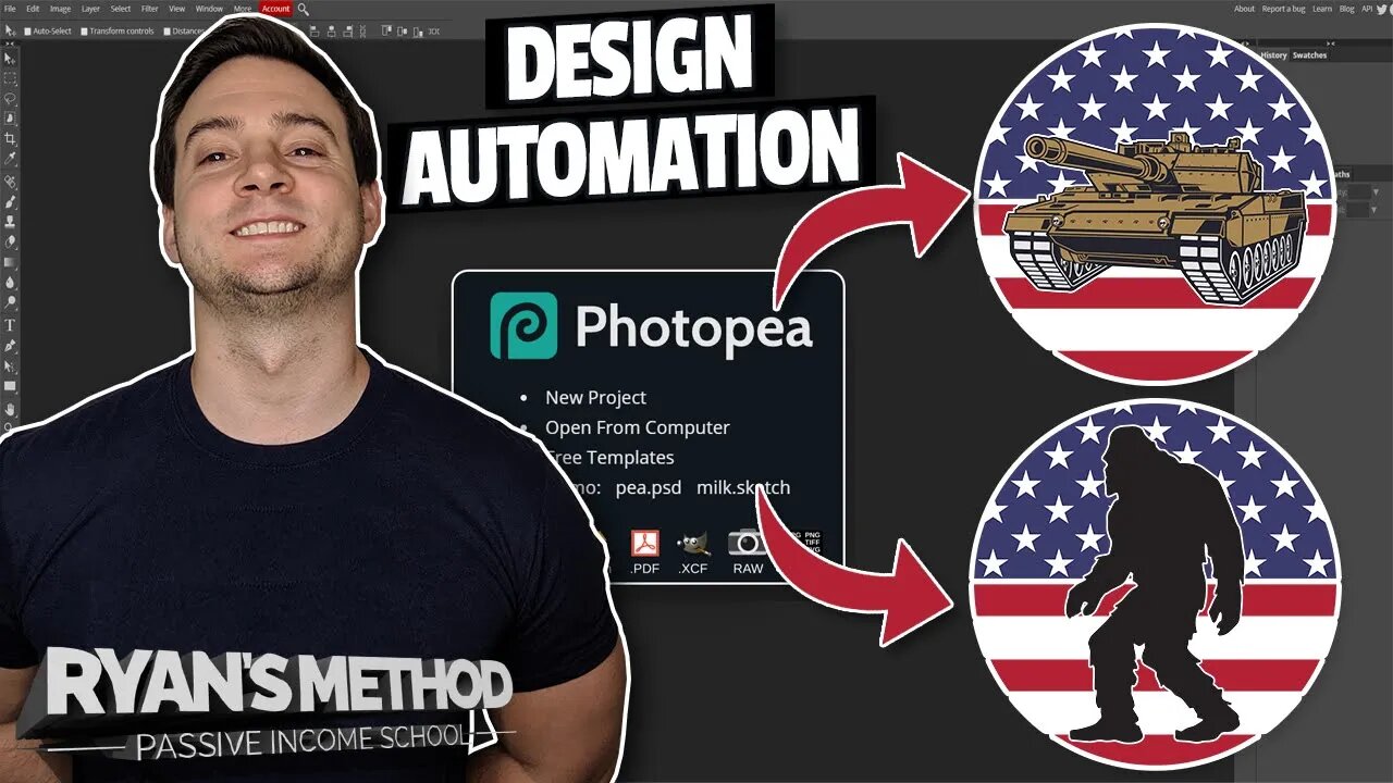 Print on Demand Design Automation Using Photopea 🔥