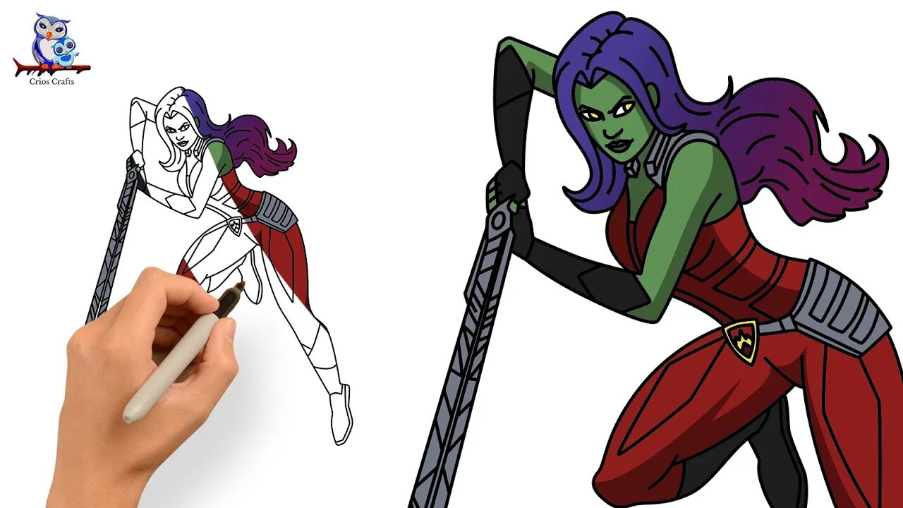 How to Draw Gamora - Guardians of the Galaxy Vol. 3