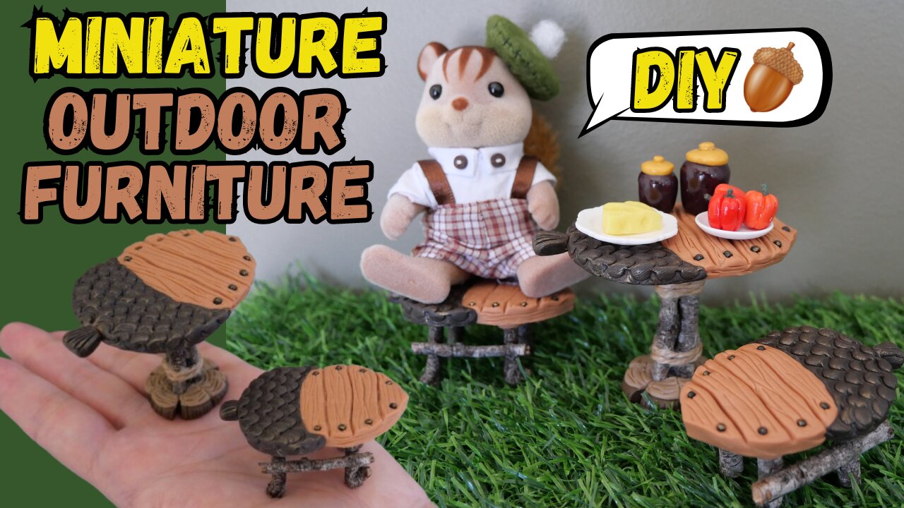 【DIY】Miniature outdoor furniture/ミニチュア🍂ガーデンテーブルセット/Sylvanian Families/シルバニアファミリー/Calico critters