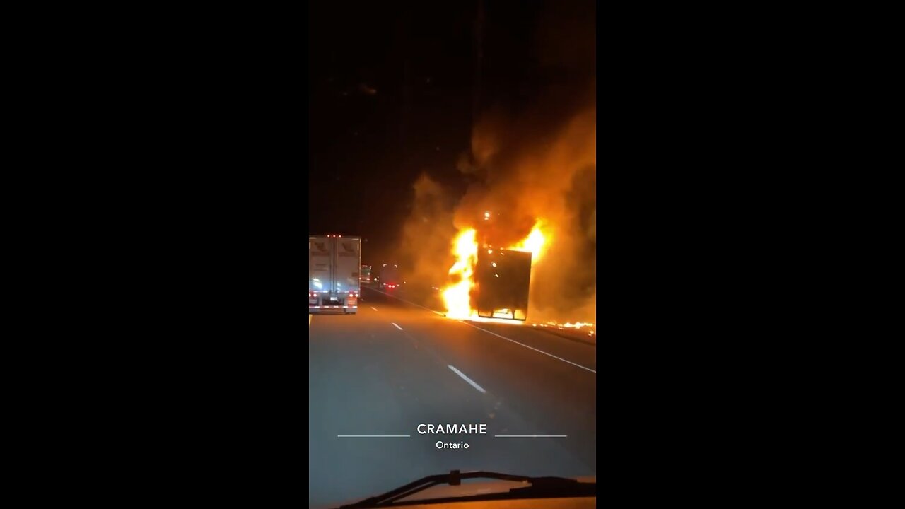 Trailer On Fire On Highway 401