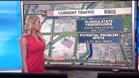 What roads to avoid during President Trump's visit to Tampa on Tuesday