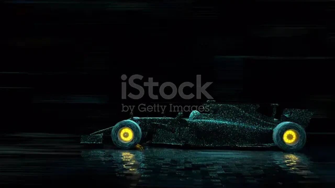 a digital model of a racing car rushing at high speed through a digital tunnel