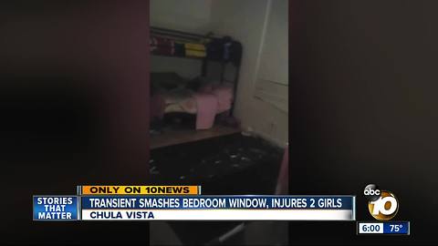 Homeless man shatters window, injures two girls