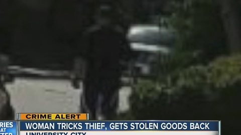 Woman tricks thief, gets stolen goods back