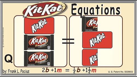 VISUAL KITKAT DARK 2b+1m=0.5b+1.5m EQUATION _ SOLVING EQUATIONS _ SOLVING WORD PROBLEMS