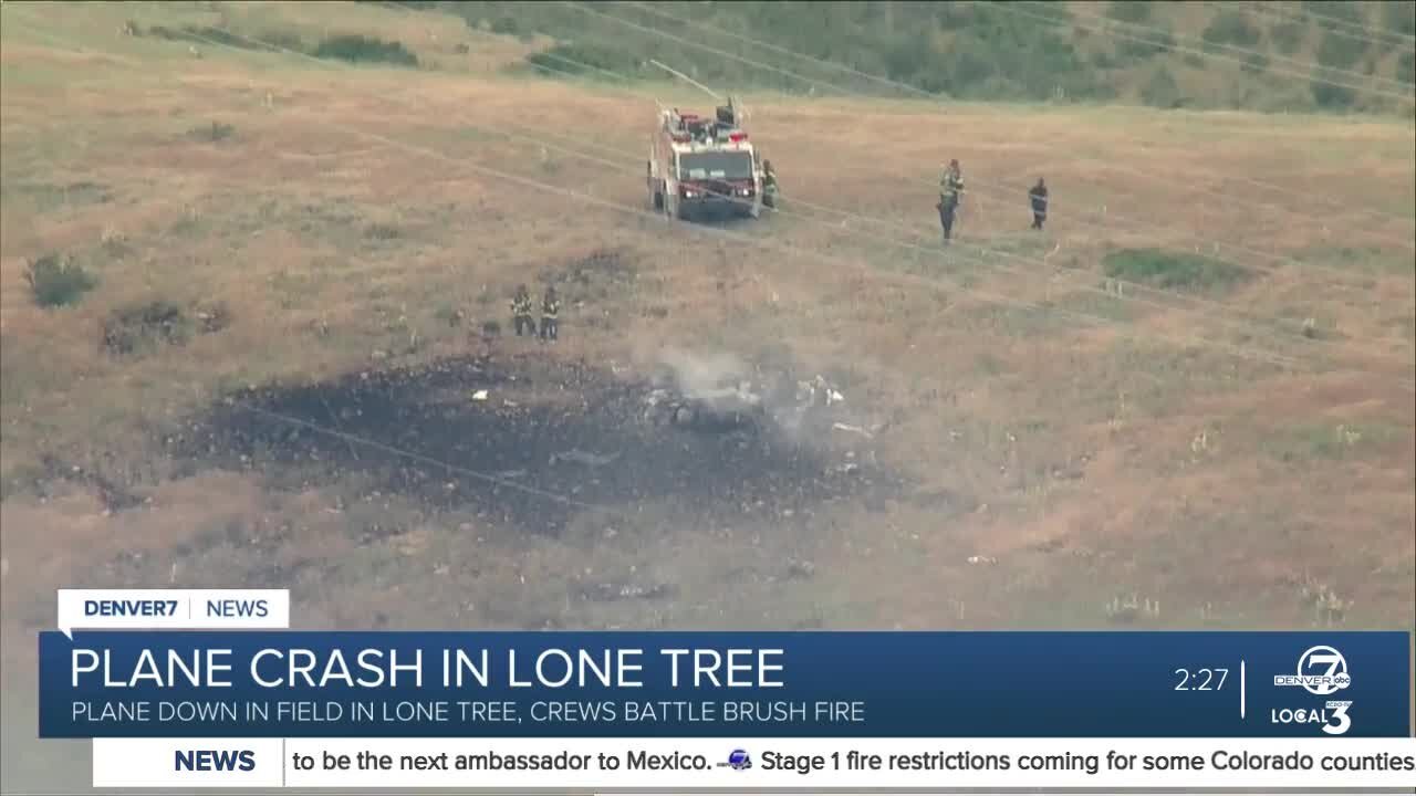 Single-engine plane crashes in Lone Tree after collision with electrical line