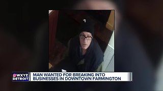 Man wanted for breaking into downtown Farmington businesses