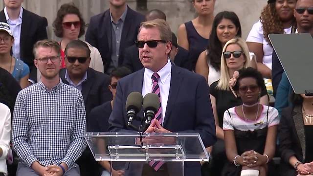 Bill Ford, Jr. speaks at Ford celebration at Detroit train station