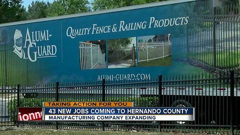 Manufacturer creates dozens of jobs thanks to Hernando County incentive package