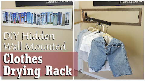 DIY Hidden Wall Mount Clothes Drying Rack