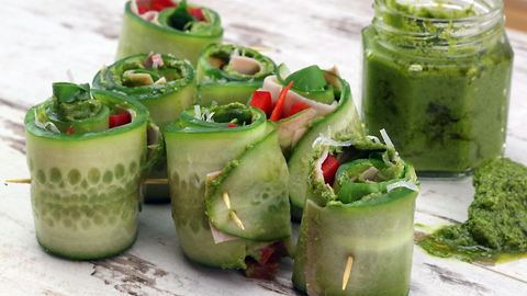 Low carb pesto roll-ups