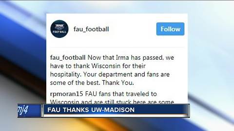 FAU thanks UW-Madison for hospitality during storm