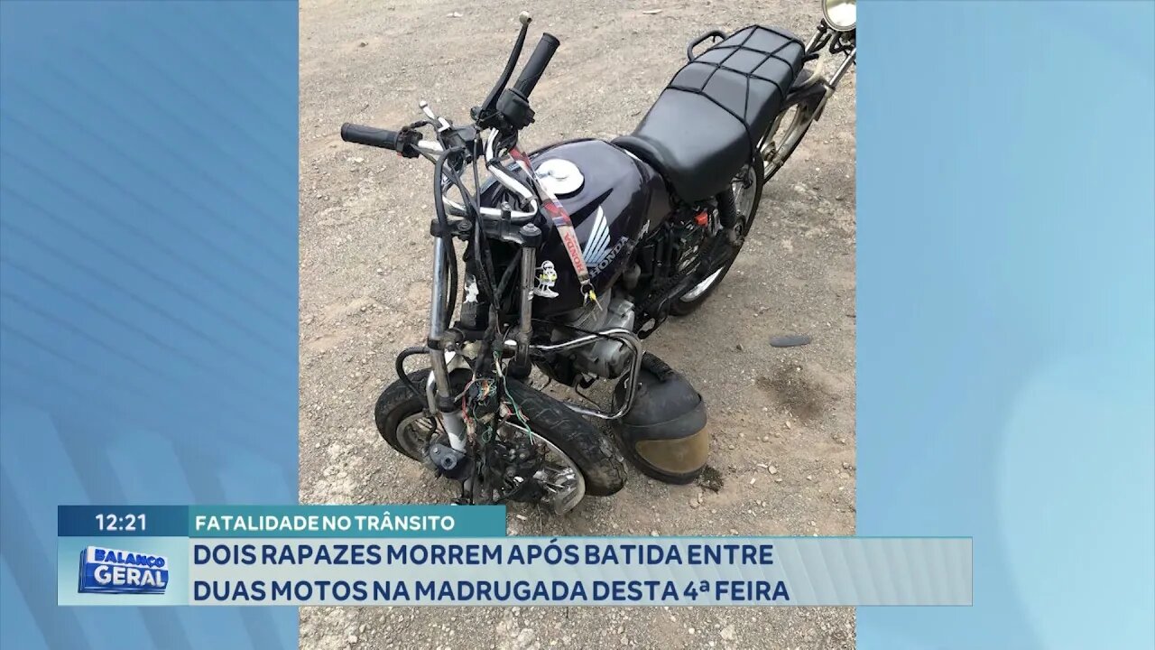 Fatalidade no Trânsito: 2 Rapazes Morrem após Batida entre duas Motos na Madrugada desta 4ª Feira.