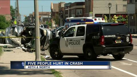 5 injured - including 2 pedestrians - in rollover crash in Milwaukee