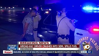 Driver arrested after going wrong way on I-15, crashing into semi