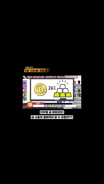 디지털 금 비트코인 현재 금시총 대비 7%|금 시가총액 대비 얼마나?|비트코인 실시간 생방송 쩔코TV 8월15일 #shorts #쇼츠 #gold #bitcoin #marketcap