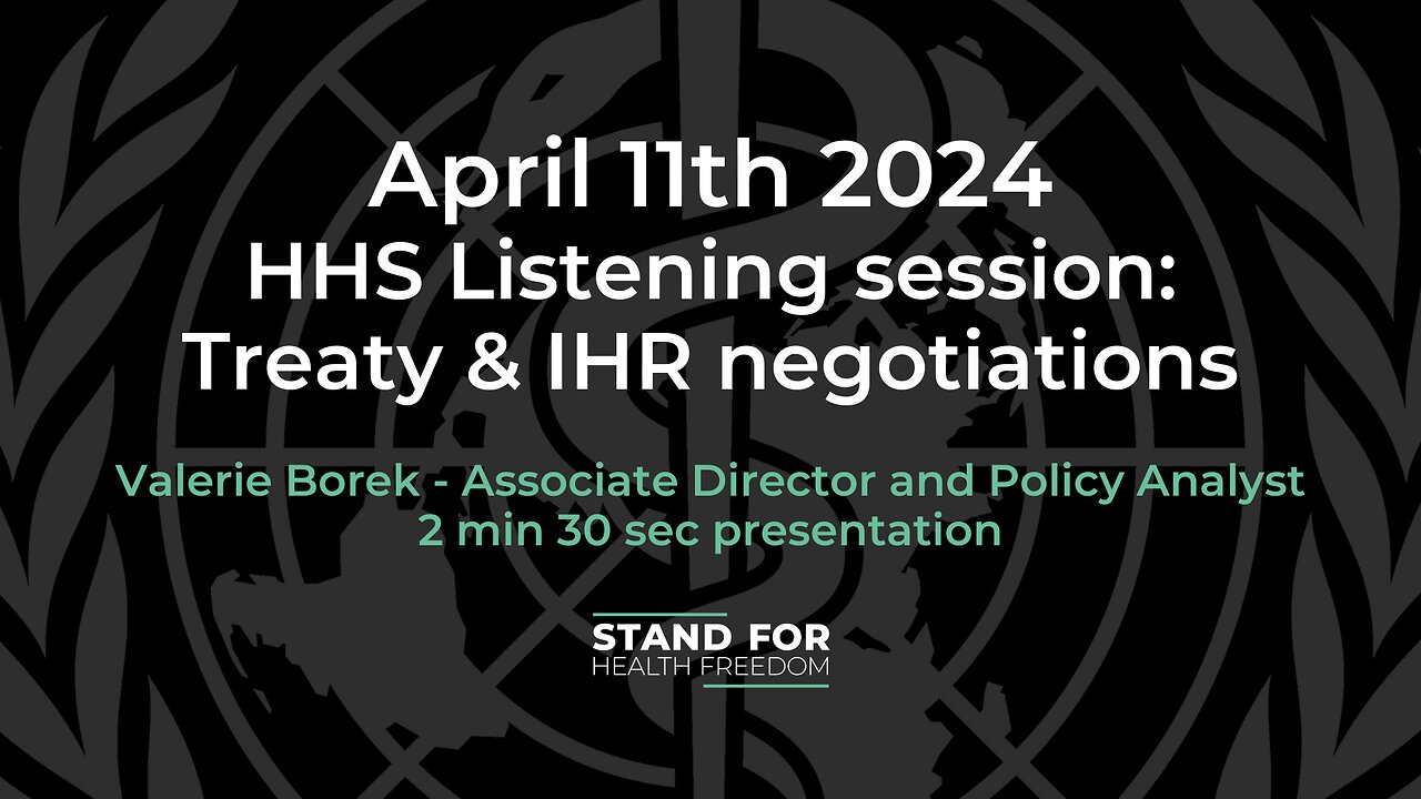 HHS listening session to negotiate WHO treaty and IHR | Stand for Health Freedom