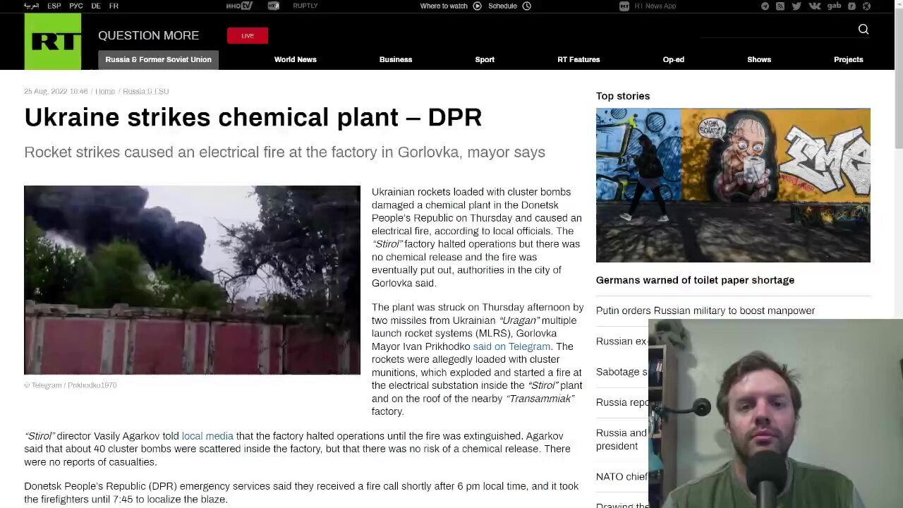 Ukraine shelling strikes chemical plant and fuel storage at nuclear plant