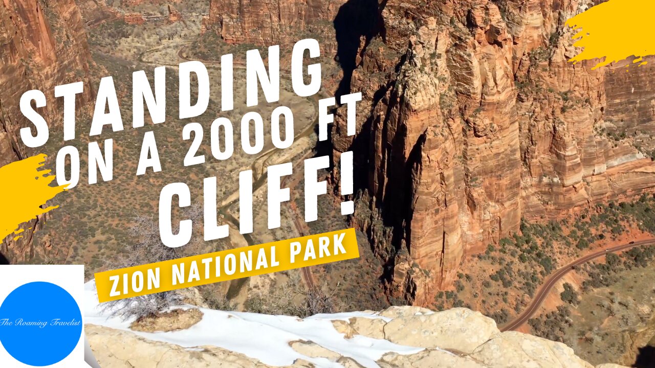 Standing on the edge of a 2000 ft cliff on the Angels landing trail in Zion National Park