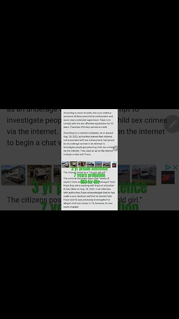 001-Travis F. sentenced to 3 years in prison, 7 years probation, RSO for 15 years