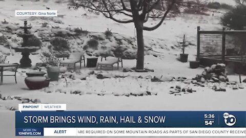 Cold storm brings wind, rain, hail, and snow to San Diego County