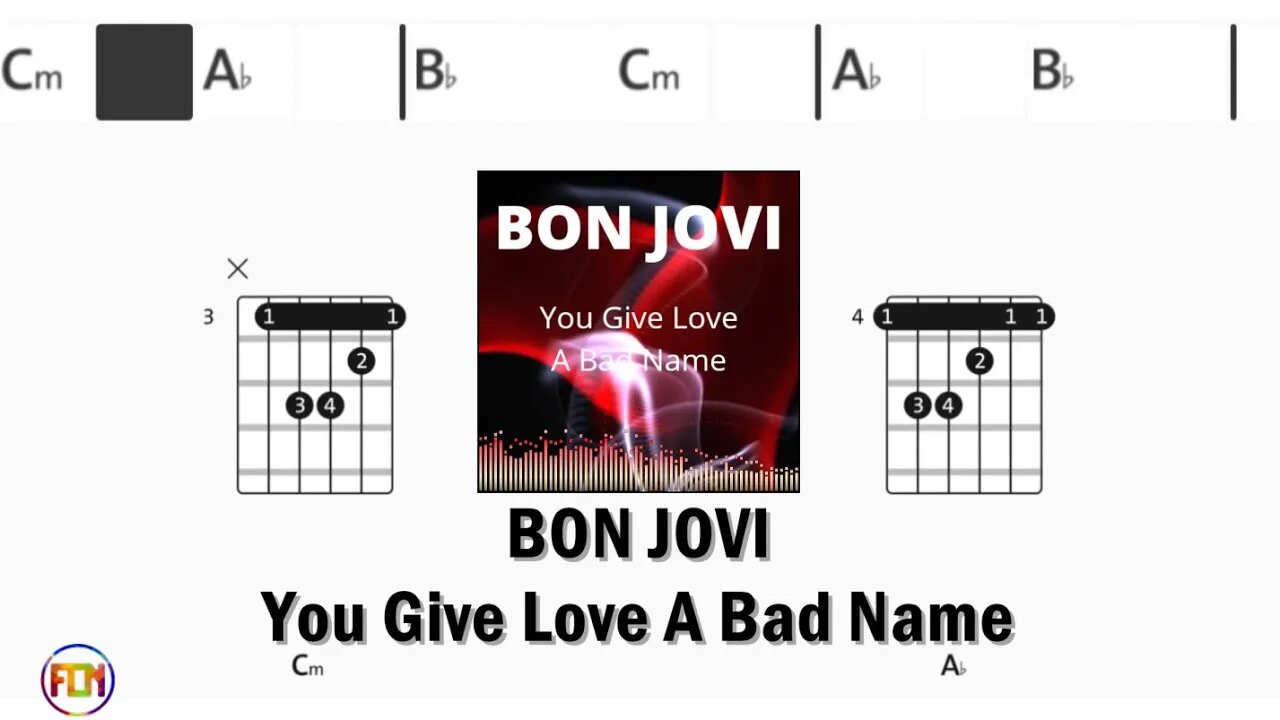 BON JOVI You Give Love A Bad Name - FCN Guitar Chords & Lyrics HD