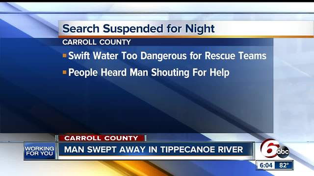 Search underway after man swept away in Tippecanoe river