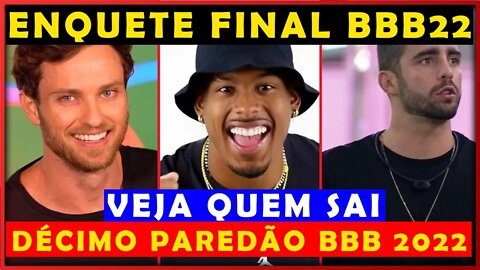 BBB22 ENQUETE FINAL ATUALIZADA MOSTRA ELIMINADO NESSE PAREDÃO ENTRE PAULO ANDRÉ LUCAS E PEDRO SCOOBY