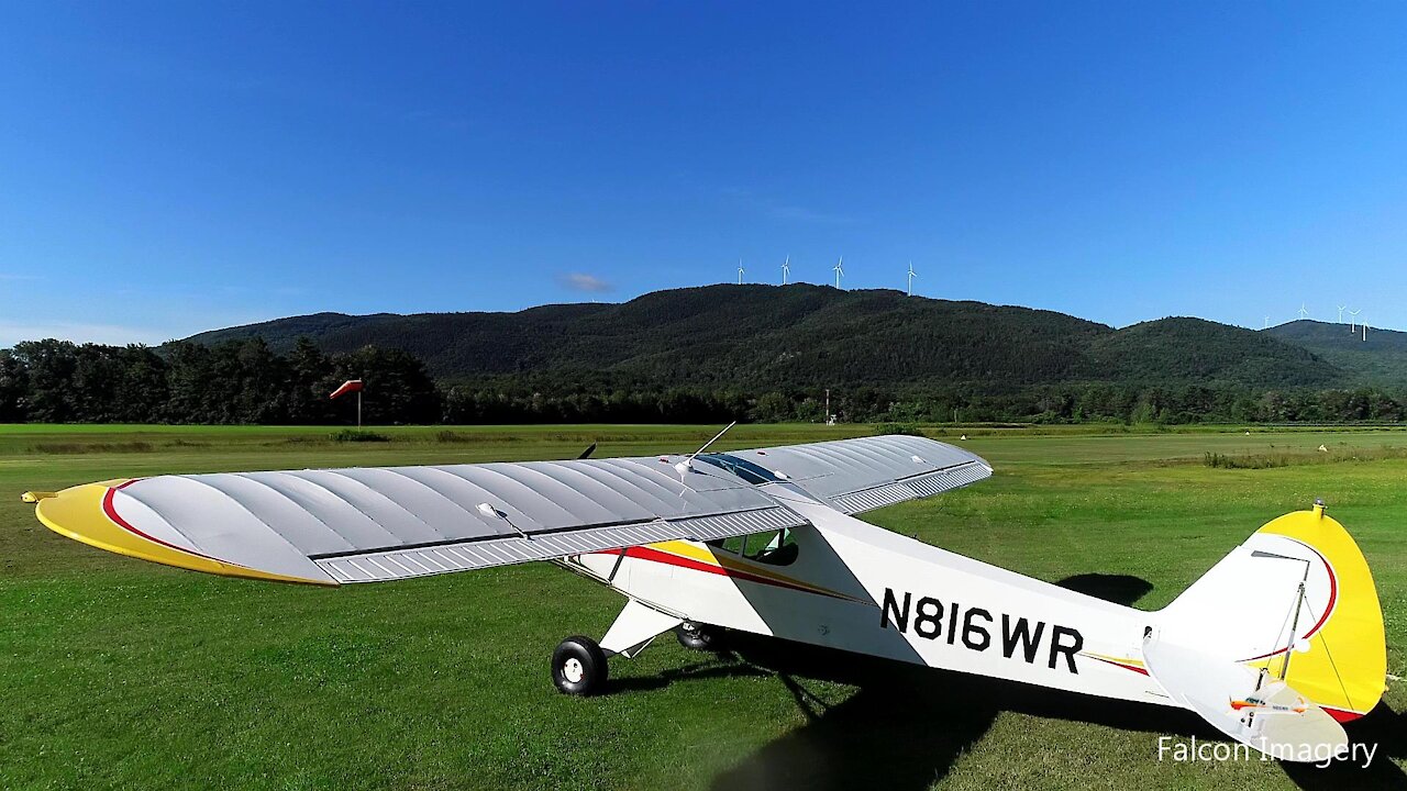 Landing Supercub at Plymouth NH Municipal Airport