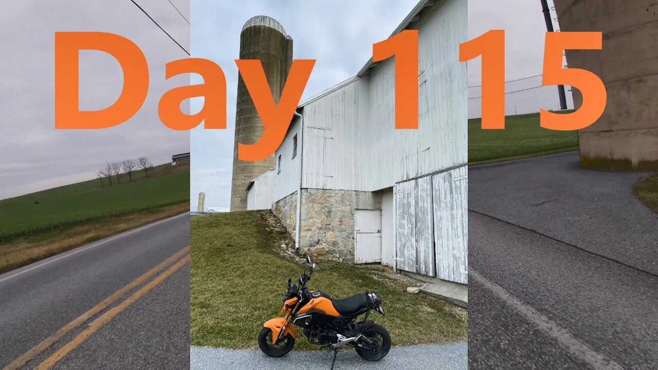 Riding a Motorcycle 365 days in a row: day 115. Apaches, cats, maintenance, barns, and bridges.