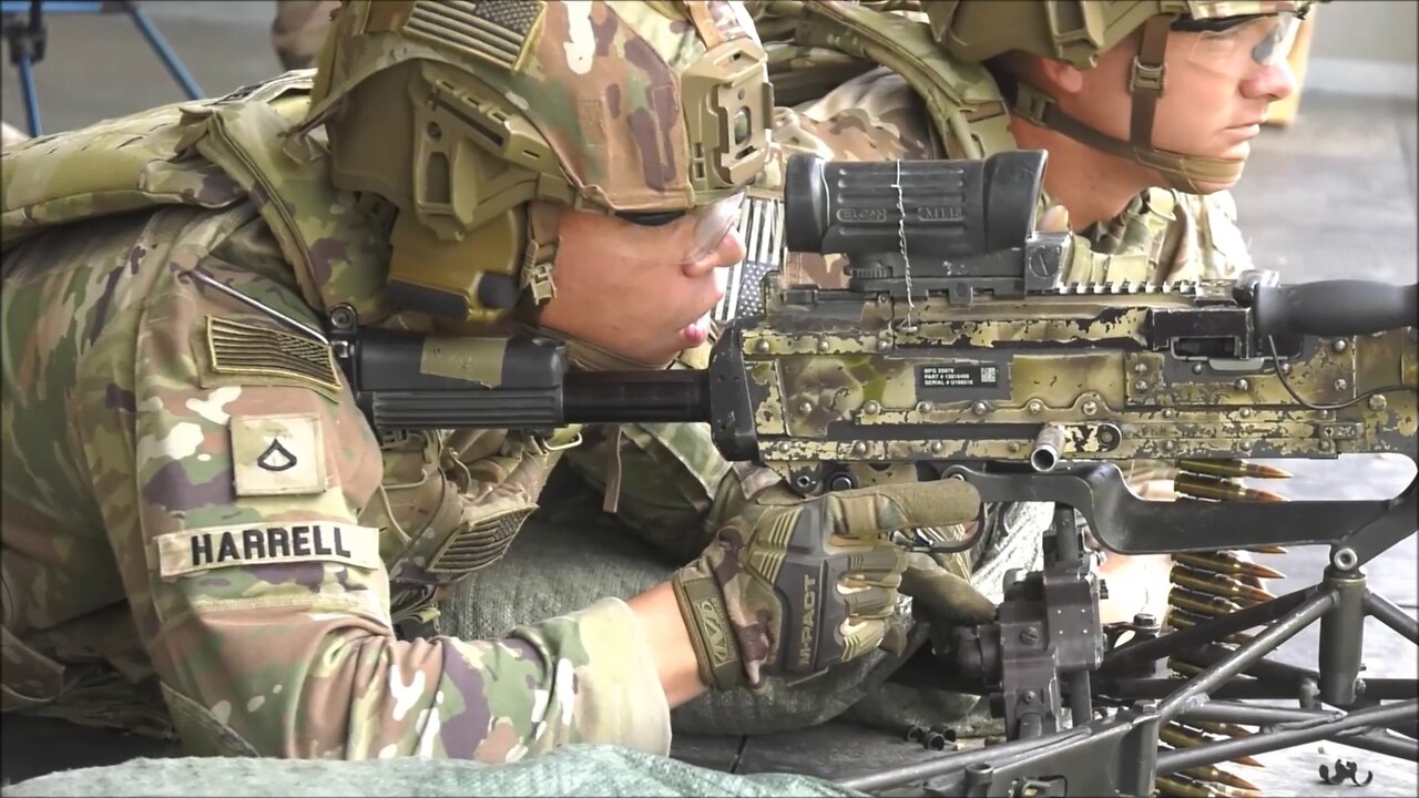 U.S. Army Paratroopers Engage Targets with M240B Machine-Guns